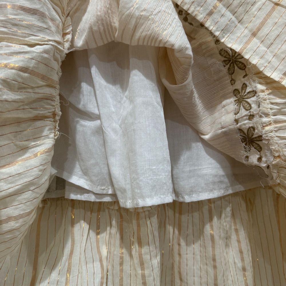 Dress Naoo Floral Embroidered Cotton Tiered Maxi Dress Large L‎ Cream Boho Beach - Picture 9 of 11